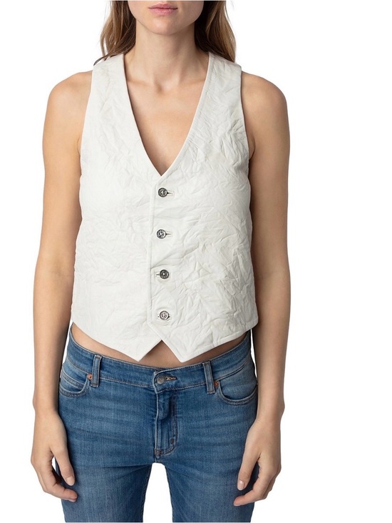 Zadig & Voltaire Tops - Zadig & Voltaire Cream V-Neck Buttoned Vest